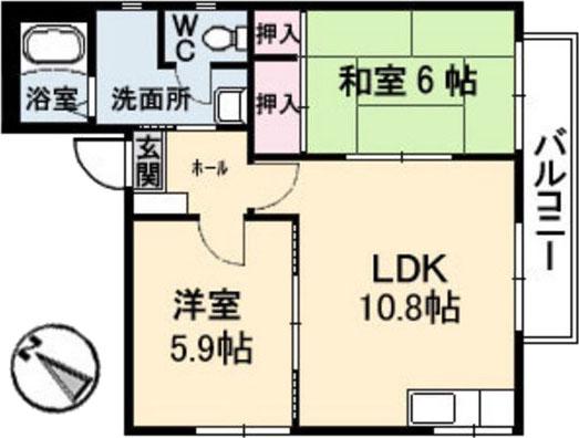 フレグランス草津東(2LDK/2階)の間取り写真