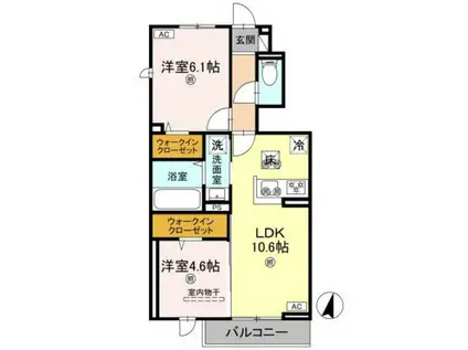 フォーゲルセレーノ A棟(2LDK/1階)の間取り写真