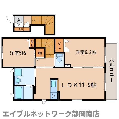 フィオーレCW棟(2LDK/2階)の間取り写真