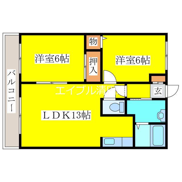 サントピア(2LDK/2階)の間取り写真