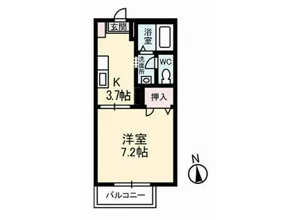 サウスウイング A棟(1K/1階)の間取り写真