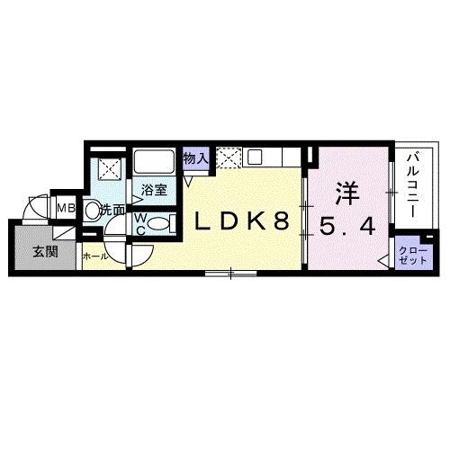 モンテリザイア紀和(1LDK/2階)の間取り写真