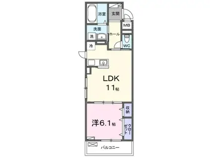 GARDEN 浜プラス(1LDK/2階)の間取り写真