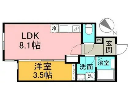 SHININGART(1LDK/1階)の間取り写真