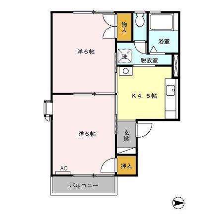 エルひょうたん山B棟(2K/1階)の間取り写真