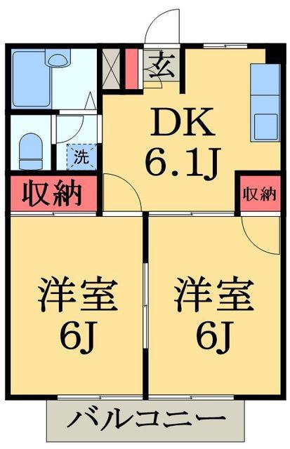 サンシティコスモA(2DK/1階)の間取り写真