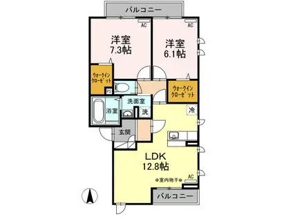 オスト-成田西2丁目-(2LDK/2階)の間取り写真