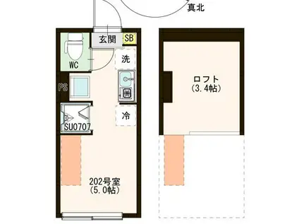 EMARIE代田橋(ワンルーム/2階)の間取り写真