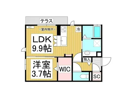 オッツ高田 B(1LDK/1階)の間取り写真