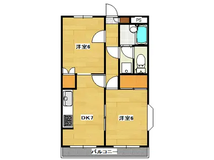 フレグランスII(2DK/2階)の間取り写真