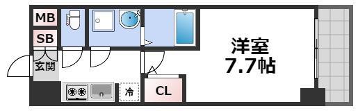 エスリード難波ウエスト(1K/6階)の間取り写真