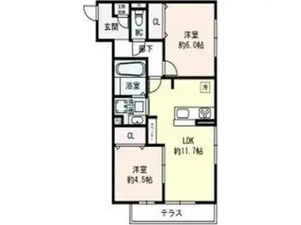 FLAT COMFY 豊中(2LDK/1階)の間取り写真