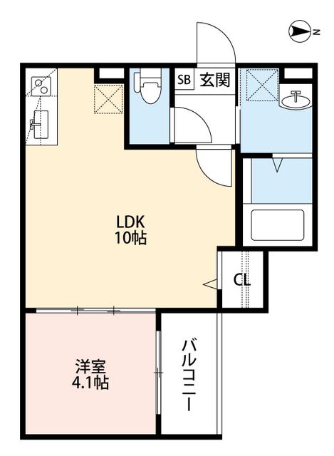 ハルカス今川(1LDK/3階)の間取り写真