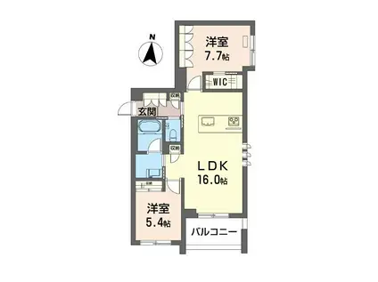 フェリシード 多摩川(2LDK/3階)の間取り写真