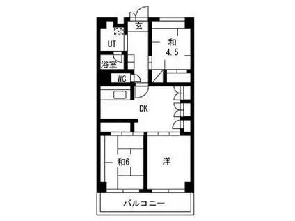 テレパレス横須賀(3DK/1階)の間取り写真