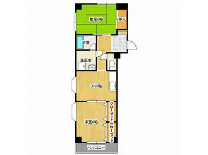 カームクリークQ(2DK/3階)の間取り写真