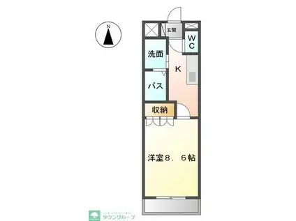 ドエル山王(1K/1階)の間取り写真