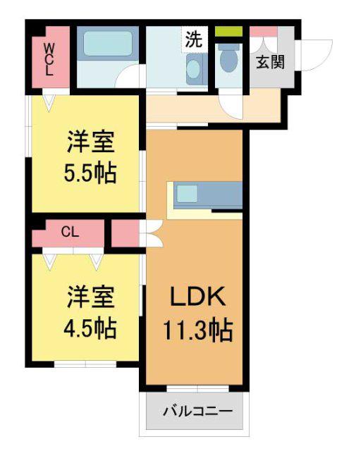 へーベルメゾン甲子園(2LDK/1階)の間取り写真
