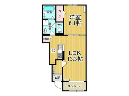 サザンクロス(1LDK/1階)の間取り写真