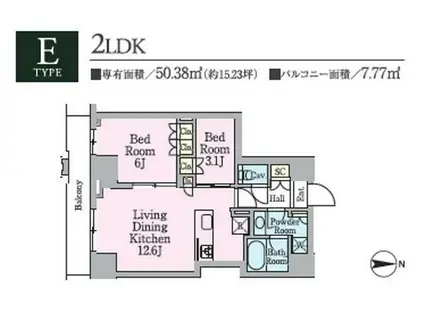 クレストコート目白新坂レジデンス(2LDK/5階)の間取り写真