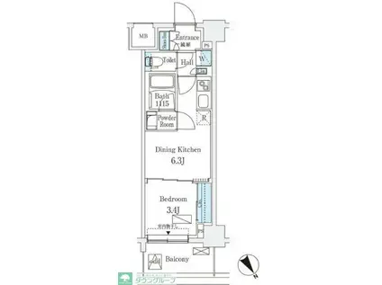 エル・セレーノ横浜(1DK/5階)の間取り写真