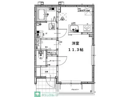 グランソフィア貝柄山(ワンルーム/1階)の間取り写真