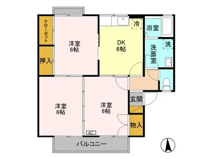 ライブタウン平林(3DK/1階)の間取り写真