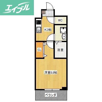 BELLA CASA FELICE(1K/2階)の間取り写真