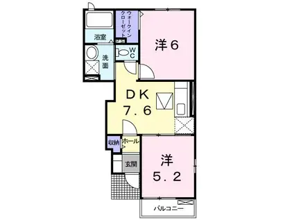 ボワ・フルール(2DK/1階)の間取り写真