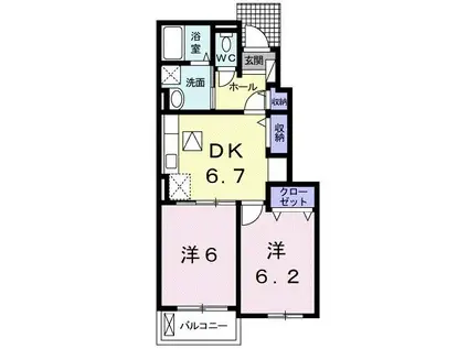 ブランシュ・フルール(2DK/1階)の間取り写真
