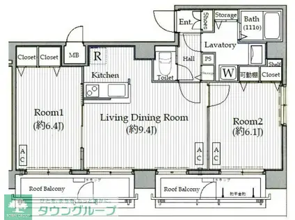 ガラステージ日本橋(2LDK/11階)の間取り写真