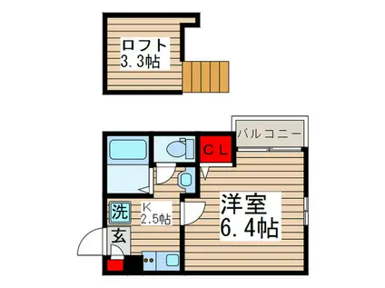 グランエスポワール旭町(1K/3階)の間取り写真