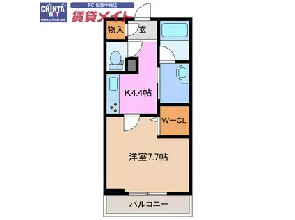 シャーメゾン松阪中央(1K/1階)の間取り写真