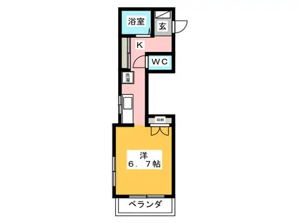 ロイヤルプラザ(ワンルーム/1階)の間取り写真