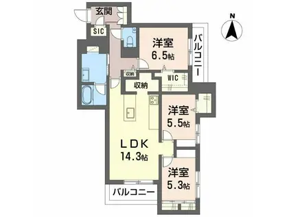 AVANCE東草深イースト(3LDK/3階)の間取り写真