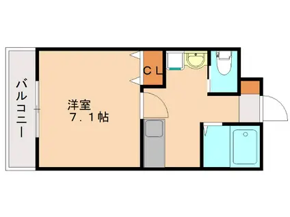 ラ・クール周船寺(1K/5階)の間取り写真