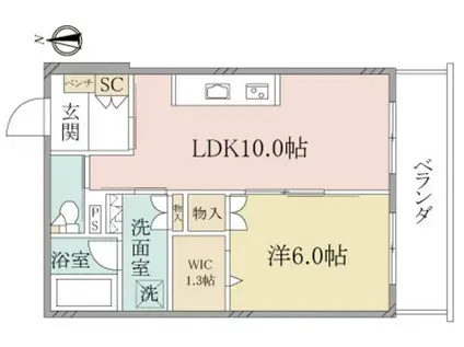 ヘーベルヴィレッジ横濱蒔田フィールドヴィレッジ横濱蒔田(1LDK/2階)の間取り写真