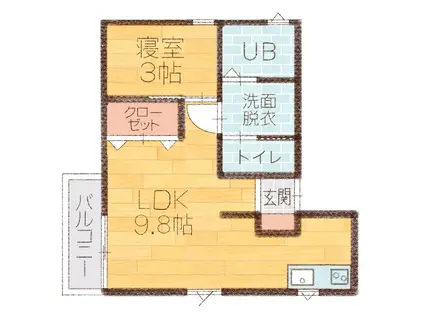 L-COLLECTION青陵前(1LDK/2階)の間取り写真