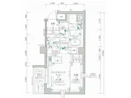 デュオステージ北千住II(1LDK/4階)の間取り写真