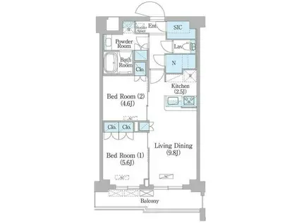 NIIYA平和台(2LDK/2階)の間取り写真
