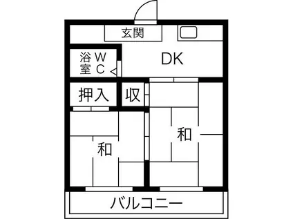 オーティハイツ東住吉(2DK/3階)の間取り写真