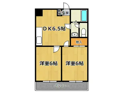 シャンクレール塚本(2DK/7階)の間取り写真