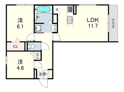 ヘキサパレス(2LDK/2階)の間取り写真