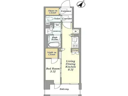 リビオメゾン横濱大通公園(1LDK/9階)の間取り写真