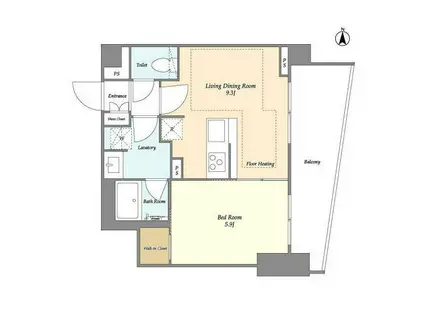 LIBR GRANT 四谷三丁目(1LDK/1階)の間取り写真