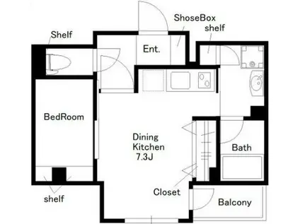 リュウ・ポイント(1DK/3階)の間取り写真