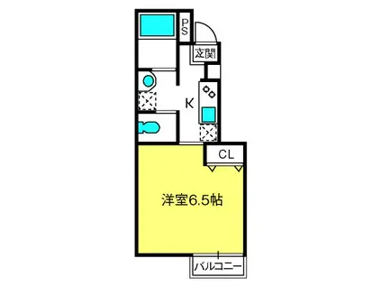 クレア春日部(1K/1階)の間取り写真