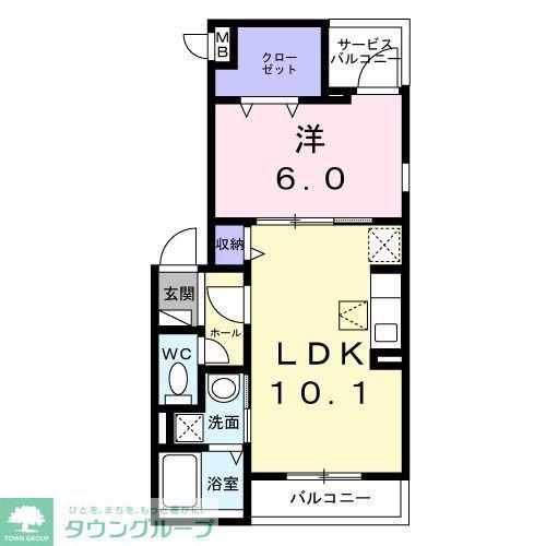 カサ・ベル(1LDK/2階)の間取り写真