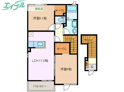 ローズハウスOZ(2LDK/2階)の間取り写真