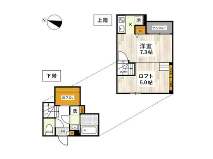 ADC熊本駅東マーレ(1K/2階)の間取り写真